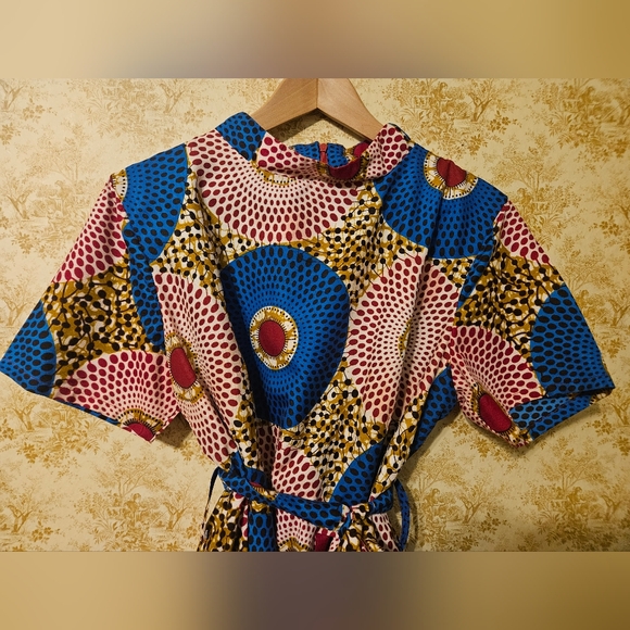 African Print Dress BintaRealWax( See Measurements!) Adjustable Waist! - Picture 2 of 12